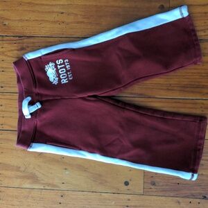 Roots Kids 2T boys sweatpants pants athletic dark red white